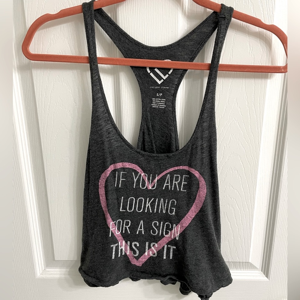 5/$25 Gray Racerback Tank Top Live Love Dream, Size S